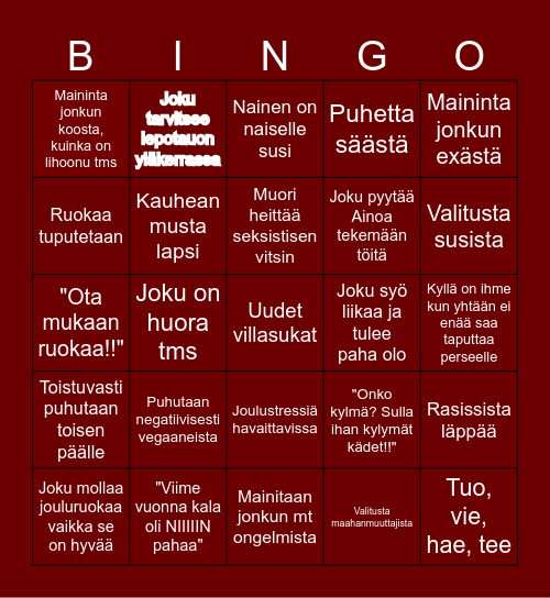 JOULUBINGO 2025 Bingo Card