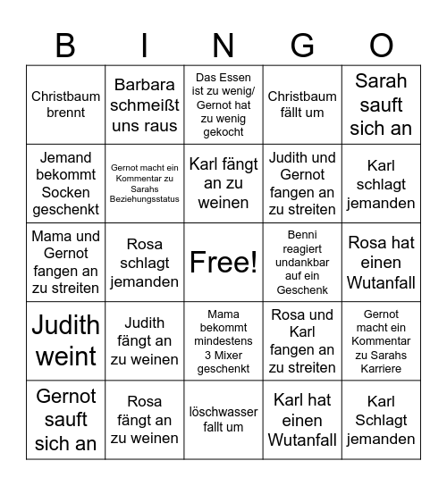 weihnachtsbingo Card
