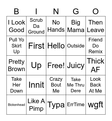 Baddies Love Bingo Card