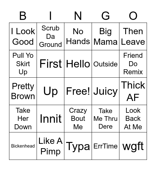 Baddies Love Bingo Card