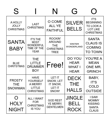 CHRISTMAS Bingo Card