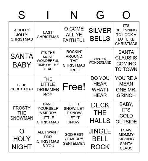 CHRISTMAS Bingo Card
