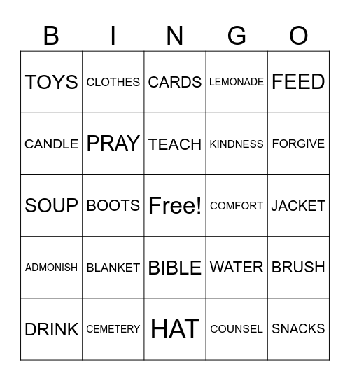 FAMILY NIGHT - MERCY BINGO Card