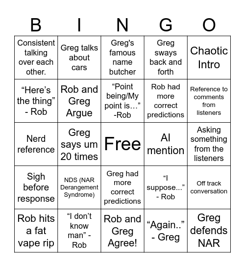 Industry Relations Bingo! Bingo Card