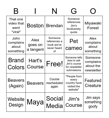 B4C Meetings Bingo Card