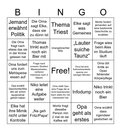 Weihnachts-BINGO Card