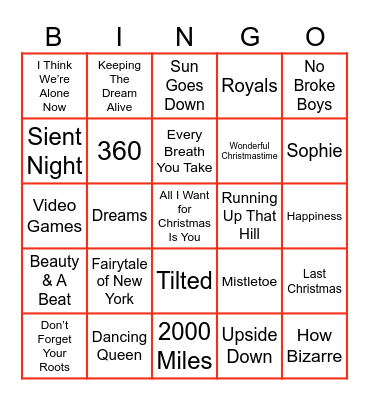 🎄Xmas Music Bingo 🎄 Bingo Card