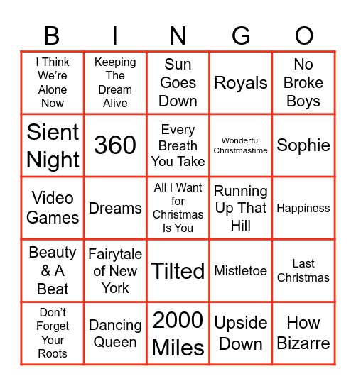 🎄Xmas Music Bingo 🎄 Bingo Card