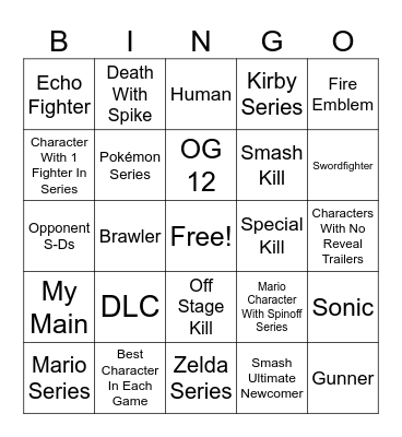 Smash Bros Bingo Card