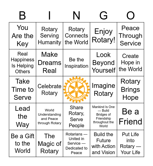 Rotary Themes Through The Years Bingo Card