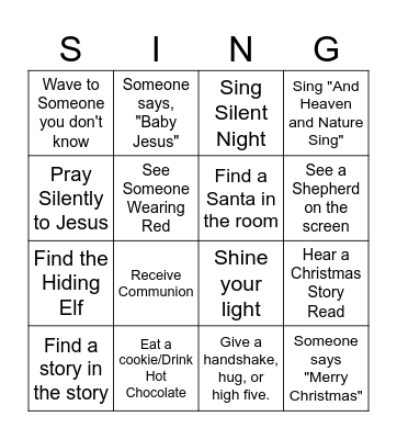 CHRISTMAS EVE BINGO Card