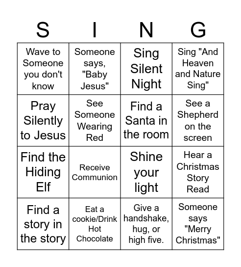 CHRISTMAS EVE BINGO Card