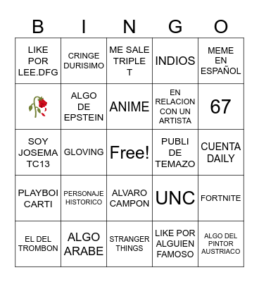 Bingo Insta Bingo Card