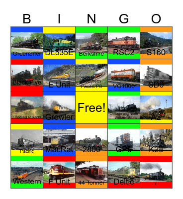 Railroads that I would like to operate a Fall Foliage train one day Bingo Card