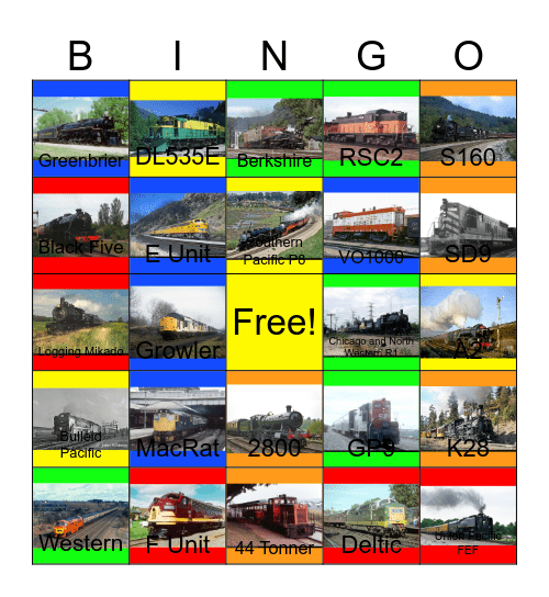 Railroads that I would like to operate a Fall Foliage train one day Bingo Card