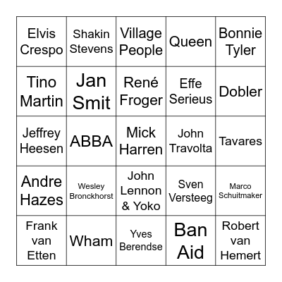 Muziek Bingo Card