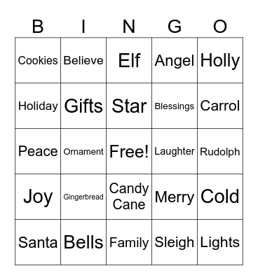 Christmas Bingo Card