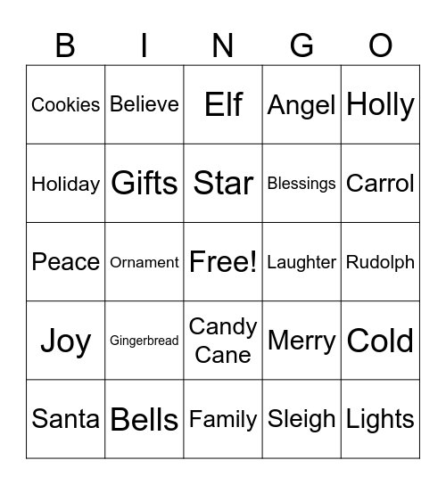Christmas Bingo Card