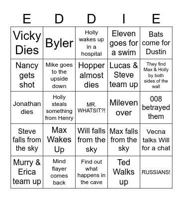 Stranger Things Vol. 2 Bingo Card