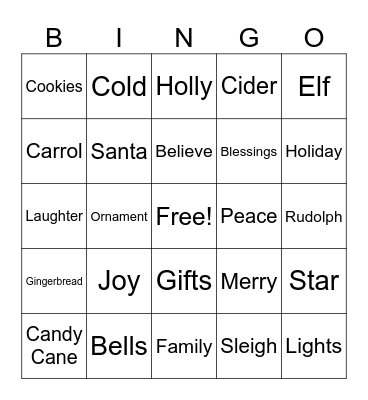Christmas Bingo Card