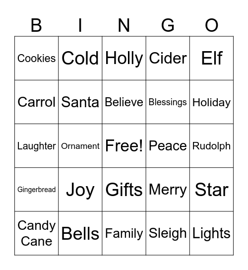 Christmas Bingo Card