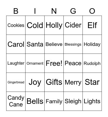 Christmas Bingo Card
