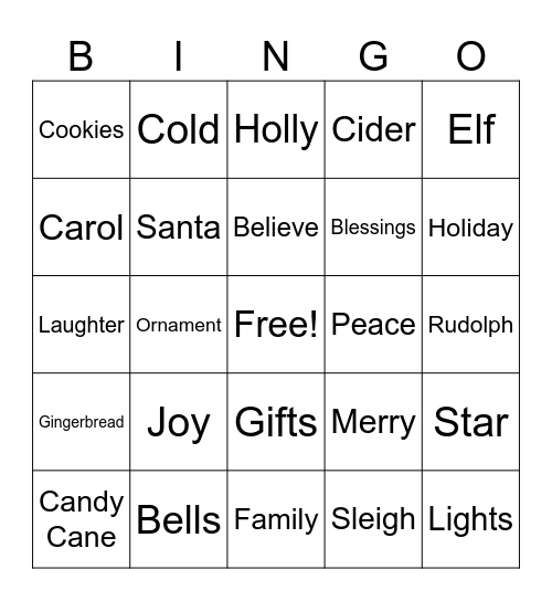 Christmas Bingo Card