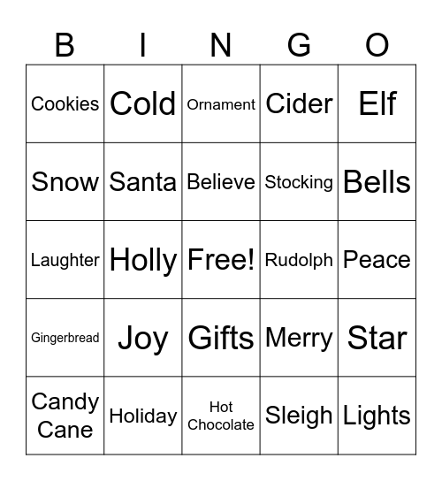 Christmas Bingo Card