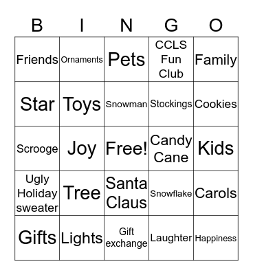 Happy Holidays Bingo Card