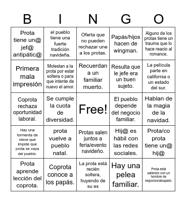 Romance Bingo Card