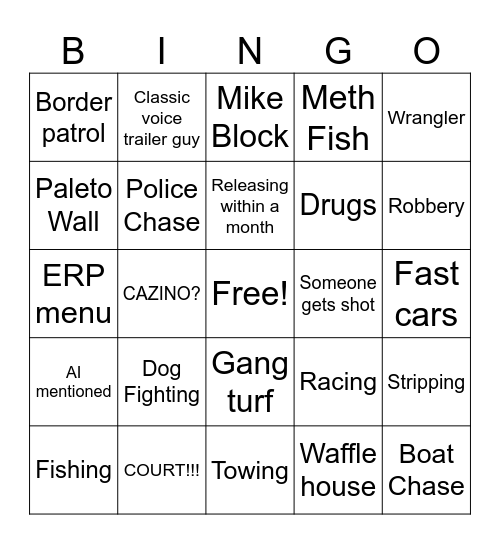 Chase Bingo Card