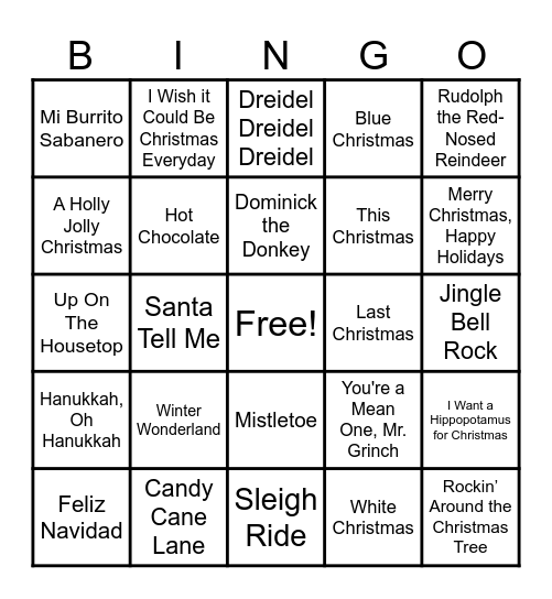 Bingo De Canciones de Navidad Bingo Card