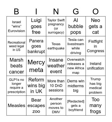 2026 Bingo Card