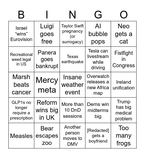 2026 Bingo Card