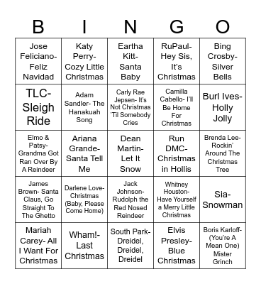 Total Quiz presents Radio Bingo: Holiday Pop Music Bingo Card