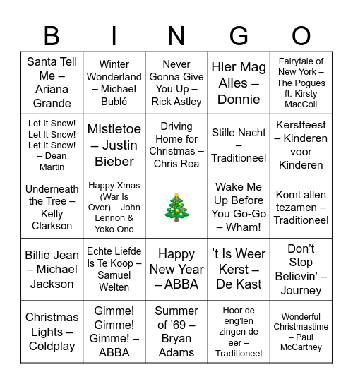 Kerstbingo Card