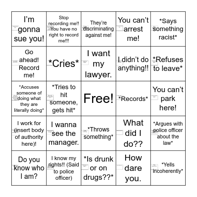Karen Bingo Card
