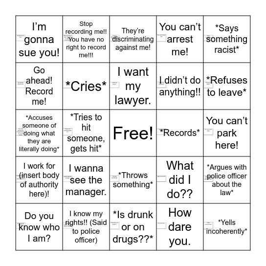 Karen Bingo Card