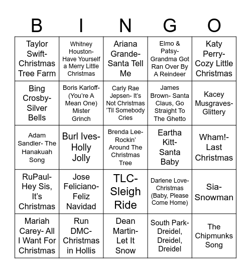 UntitleTotal Quiz presents Radio Bingo: Holiday Pop Musicd Bingo Card