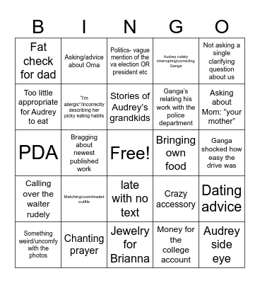 Lazear Lunch Bingo Card