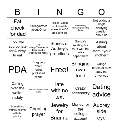 Lazear Lunch Bingo Card