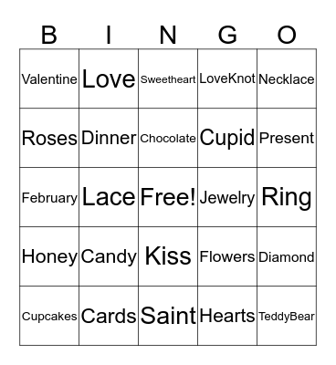 Valentines' Day Bingo Card