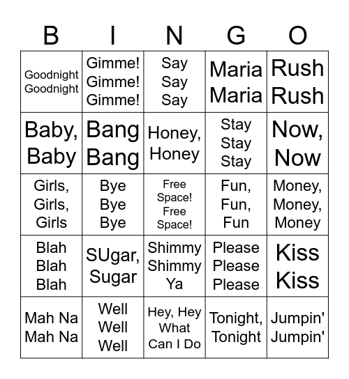 Did Somebody Say Repeat? Bingo Card
