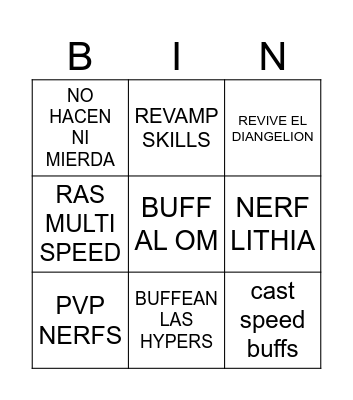 BALANCE Bingo Card