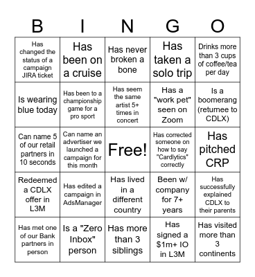 Work Bingo Card