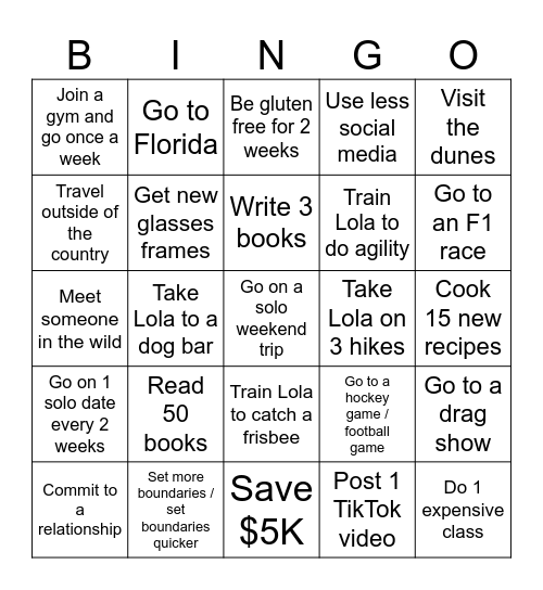 2026 Bingo Card