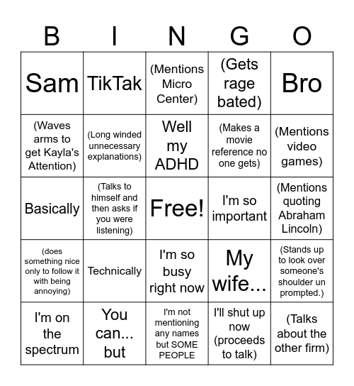 TIM BINGO Card