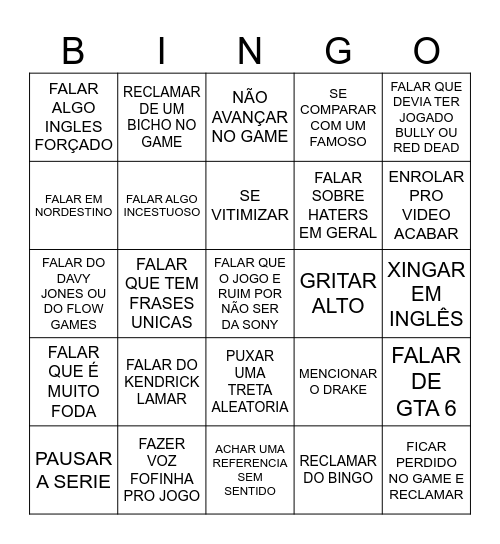 bingo do JF Bingo Card