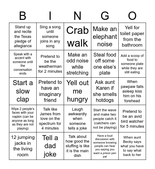 Tammy challenges Bingo Card