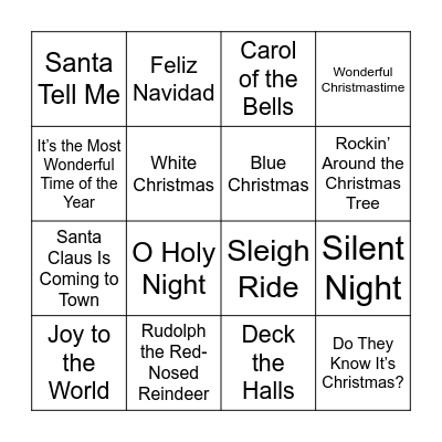 Christmas Song Bingo Card